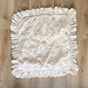 Pottery Barn Euro Sham Floral Embroidered Cream Boho French Country Cottage